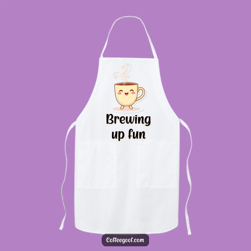 Funny Coffee Cup Apron: Playful Steam Character, Kitchen Humor & Gift for Cooks