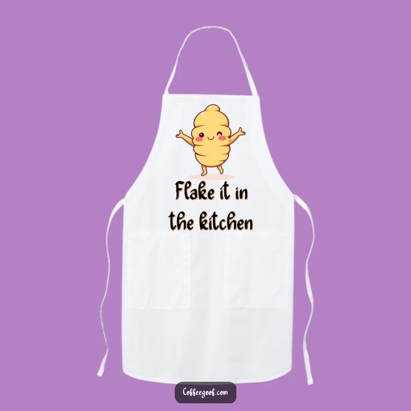 Funny Croissant Apron: Happy Dancing Character, Hilarious Kitchen Gift