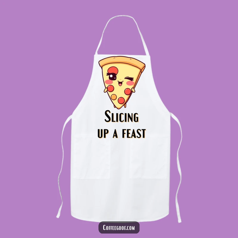 Funny Pizza Apron: Giggling Slice Character, Hilarious Kitchen Gift for Chefs