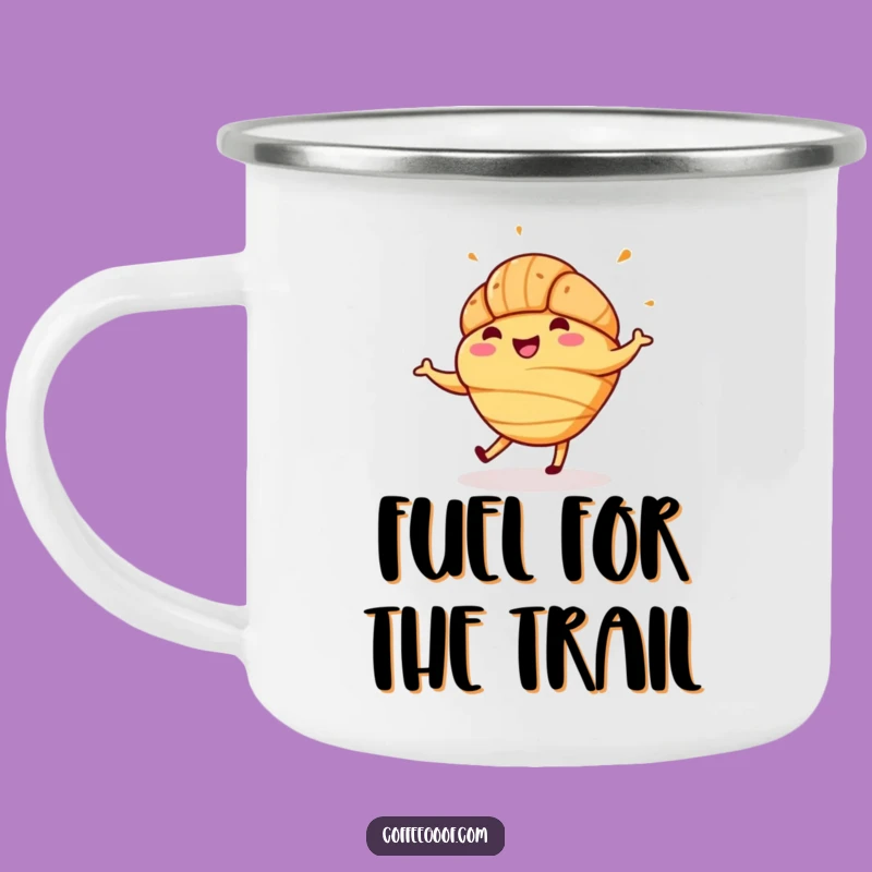 Funny Croissant Jig Camping Mug: Enjoy Hot Drinks with a Dancing Pastry!