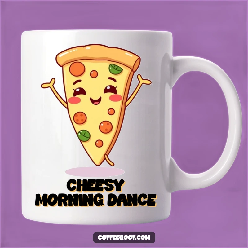 Funny Pizza Dance Mug - Smiling Slice, Perfect Funny Gift
