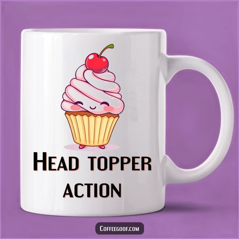 Funny Cupcake Cherry Bounce Mug - Adorable Character Gift for Sweet Treat Lovers