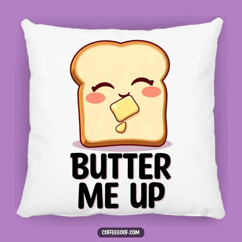 Funny Toast Pillow: Cozy Comfort with Winking Butter for a Funny Gift