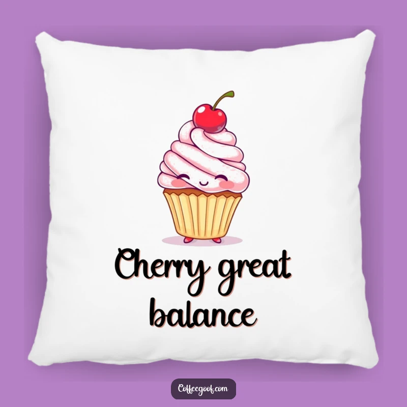 Funny Cupcake Cherry Bounce Pillow - Cute & Comfy Cushion for Cozy Comfort