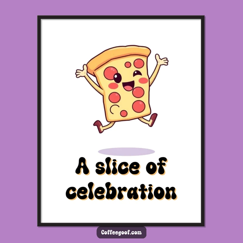 Funny Pizza Leap Digital Art: Celebratory Slice Artwork, Instant Gift