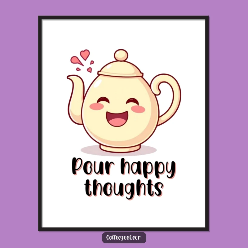 Funny Teapot Giggles Digital Art: Happy Character Print for Instant Joy