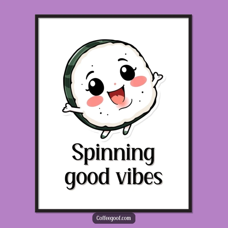Funny Sushi Spin Digital Art: Smiling Character Print for Playful Decor