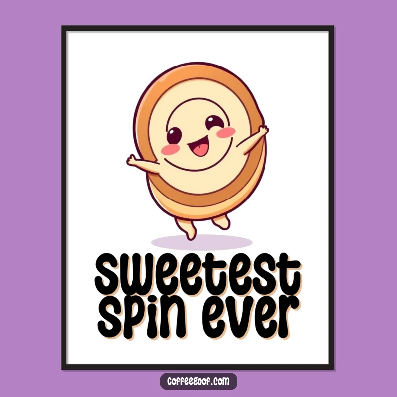 Funny Cinnamon Roll Spin Digital Art - Instant Sweet Wall Decor
