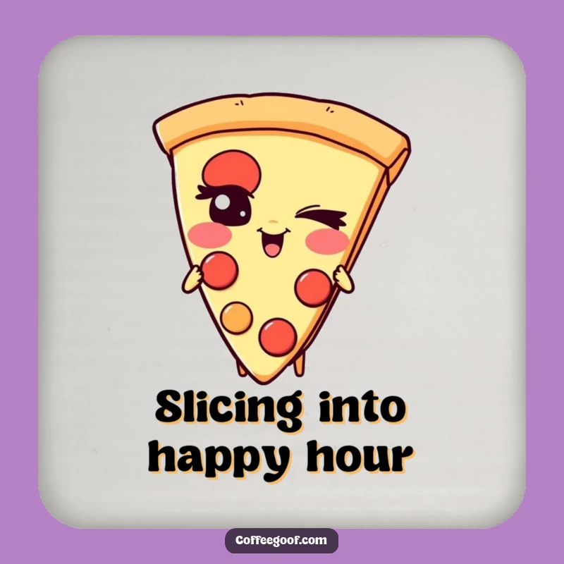 Funny Pizza Coasters: Giggling Slice Character Set, Humorous Table Protection