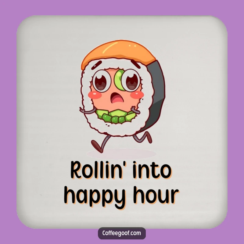 Funny Sushi Coasters: Surprised Roll Character Set, Humorous Table Protection