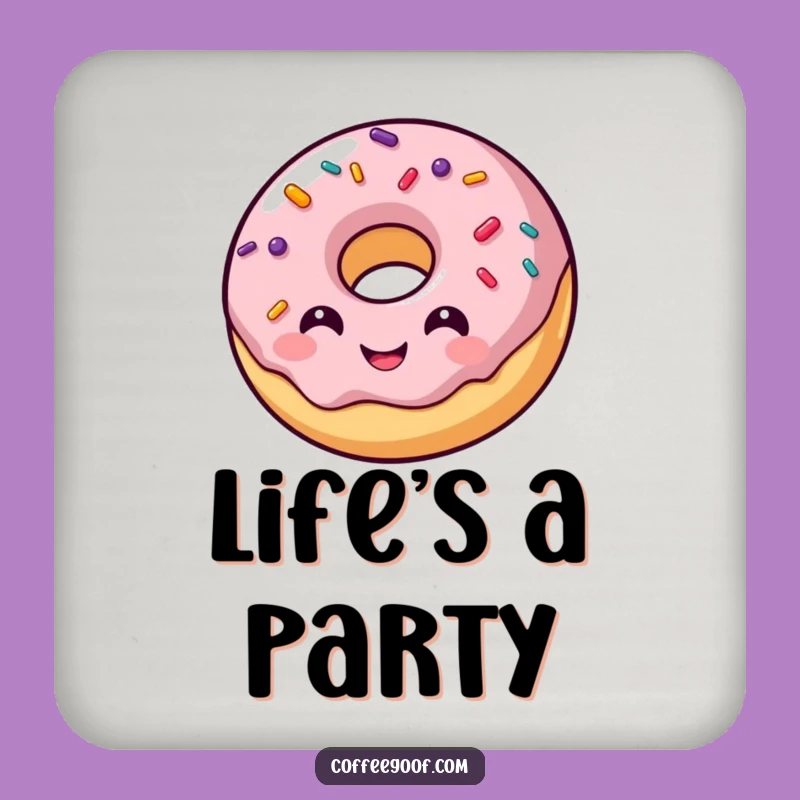 Funny Donut Coaster: Protective Smiling Sprinkles Design, Humorous Table Gift