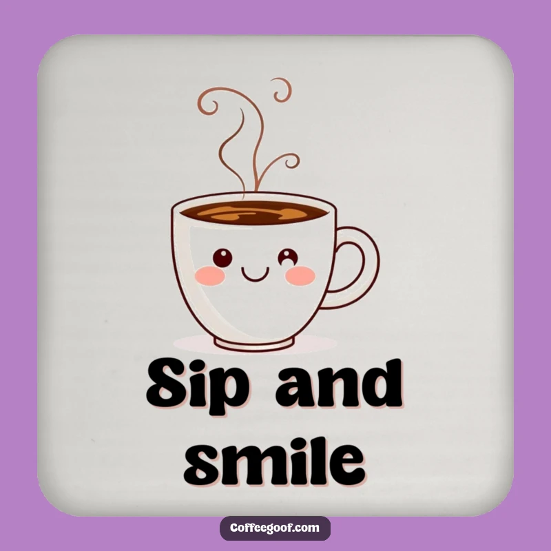 Funny Coffee Cup Smiley Coaster: Protect Surfaces with Smiles, Perfect Bar Gift!