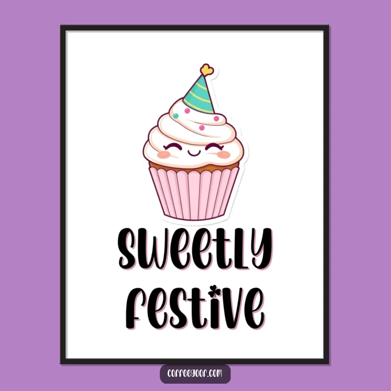 Funny Winking Cupcake Poster - Party Art, Perfect Funny Gift