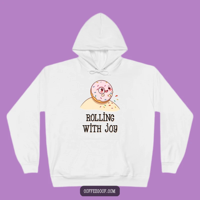 Funny Donut Rolling Hill Hoodie: Giggling Character Spills Sprinkles - Cozy Comfort Gift