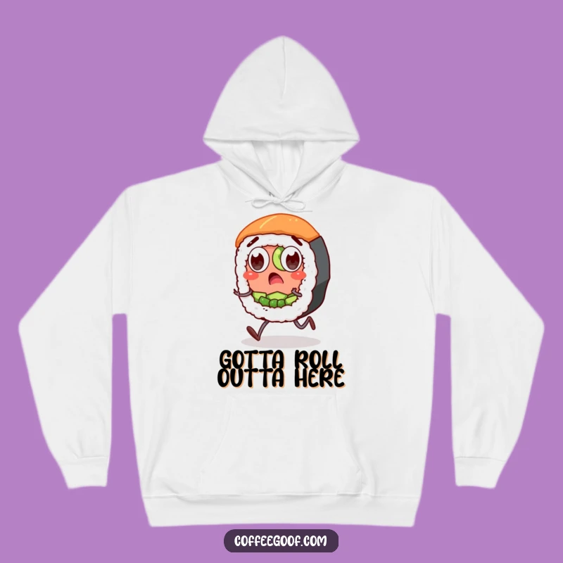 Funny Sushi Hoodie: Surprised Roll Character, Cozy Humorous Gift for Sushi Fans