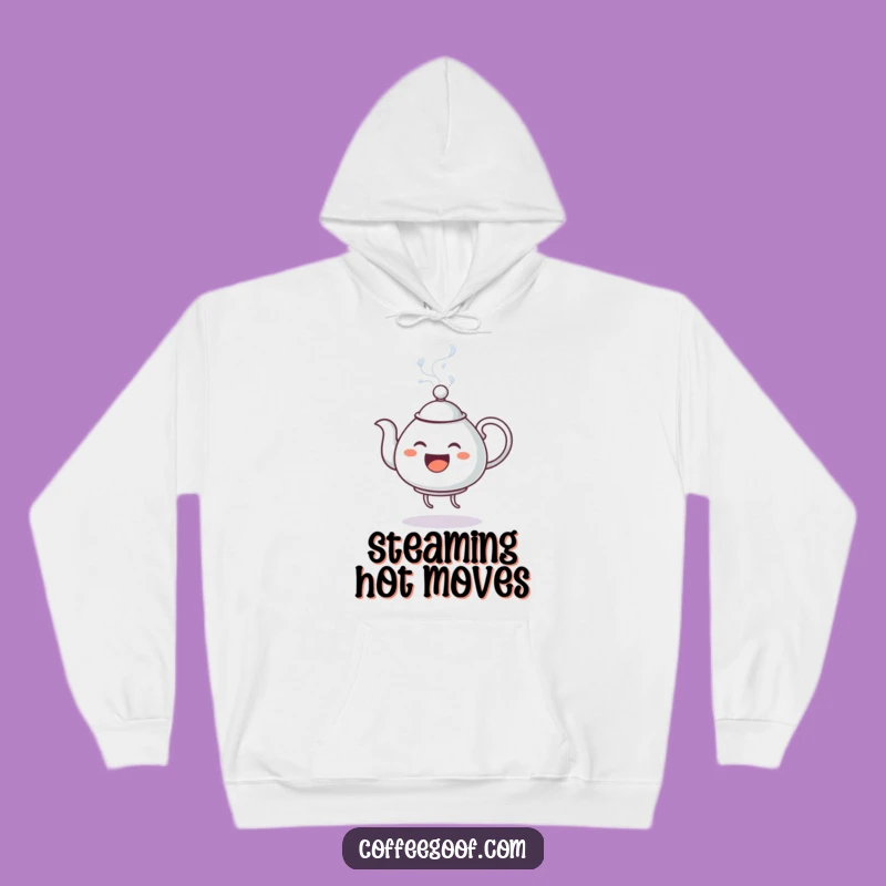 Funny Dancing Teapot Hoodie: Cozy Steamy Water Character Sweatshirt, Gift Idea