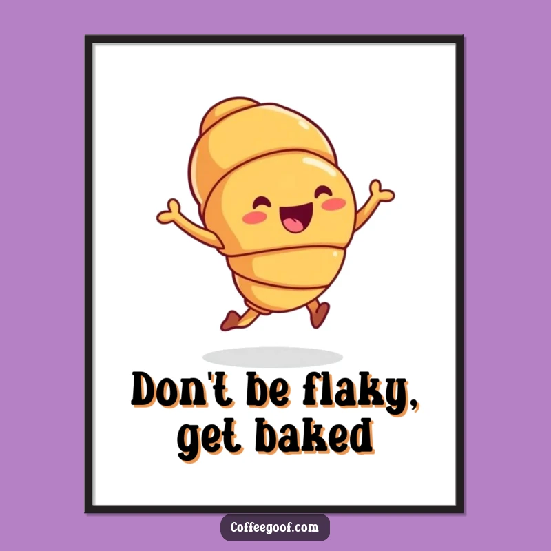 Free Printable Wall Art: Joyful Croissant Hop - Funny Downloadable Decor