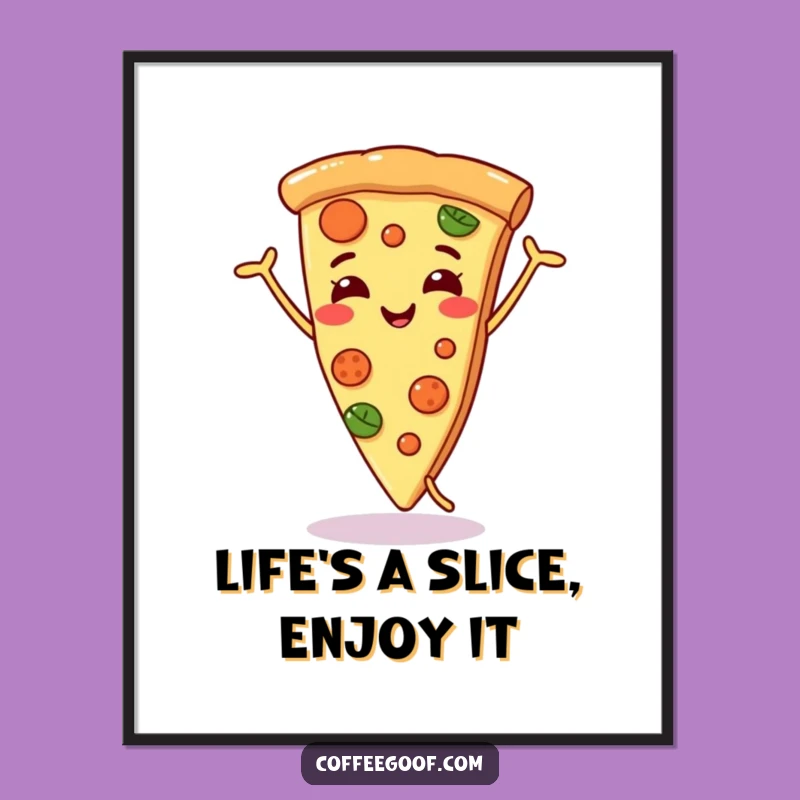 Free Printable Wall Art - Funny Dancing Pizza Slice Downloadable Art Gift