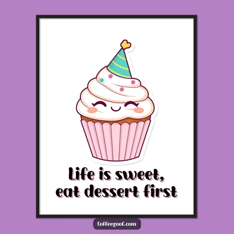Free Printable Wall Art - Funny Winking Cupcake Downloadable Art Gift