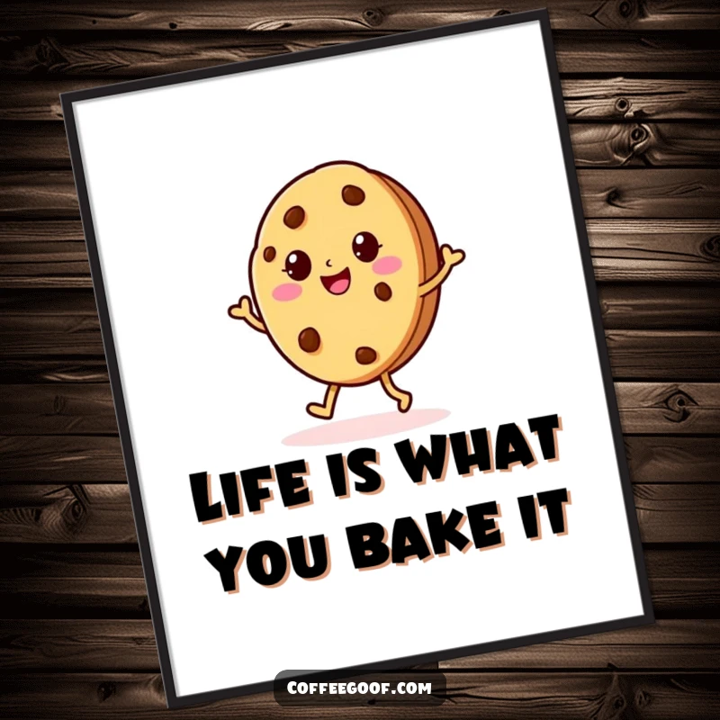 Funny Free Printable Wall Art: A cheerful baked cookie character does a happy jig, bringing fun and sweetness to the space.