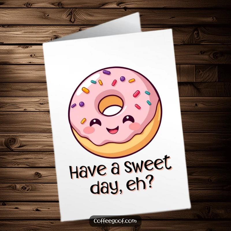 Funny Free Printable Birthday Card featuring a smiling donut character with sprinkles bouncing off, wishing a happy birthday.