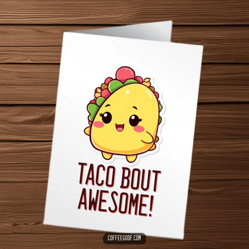Funny Free Printable Congrats Card of a playful taco character winking, celebrating a fiesta-worthy win.