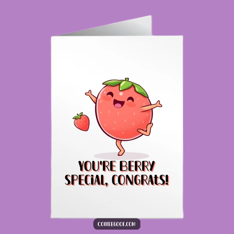 Free Printable Congrats Strawberry Card Funny - Cartwheeling Fruit Downloadable Gift