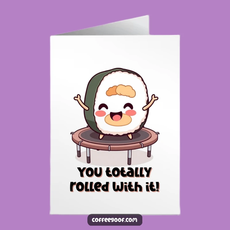 Free Printable Sushi Congratulations Card: Bouncing Fun Downloadable Greeting for Success