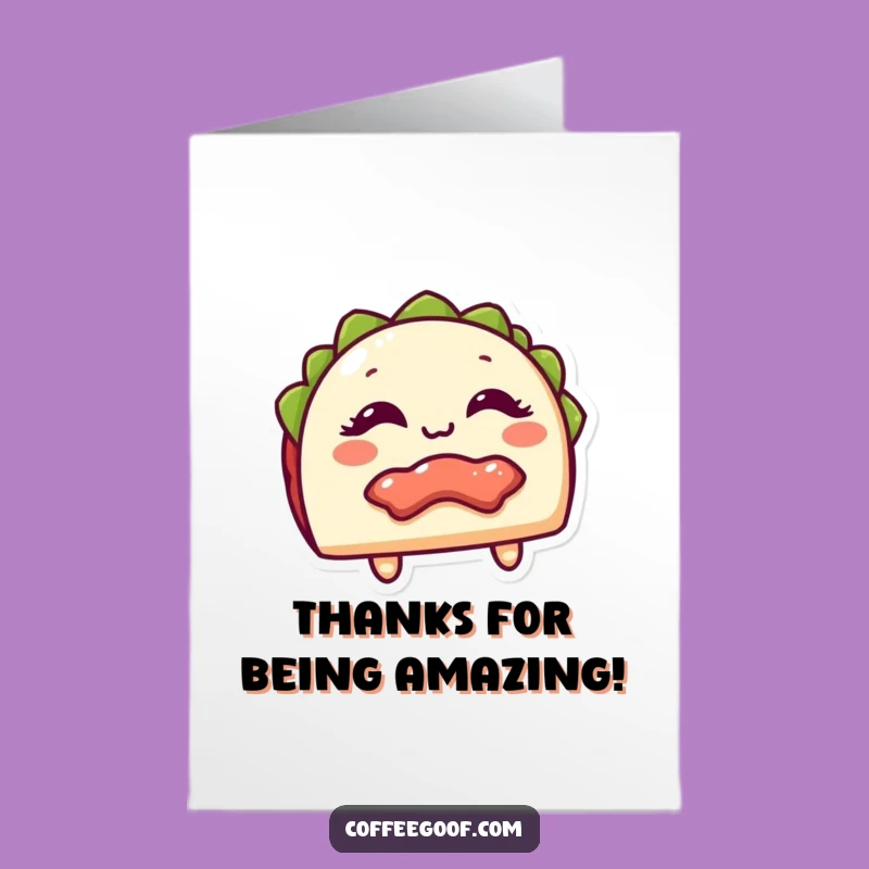 Free Printable Thank You Card: Giggling Taco - Funny Downloadable