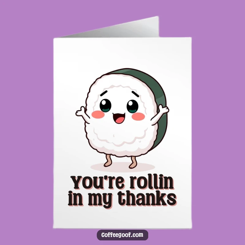 Free Printable Dancing Sushi Thank You Card - Whimsical Downloadable Note for Sushing Up Thanks