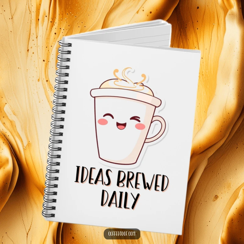 Funny Winking Coffee Cup Notebook with a smiling character winking, designed to inspire creativity and add a playful element to note-taking.
