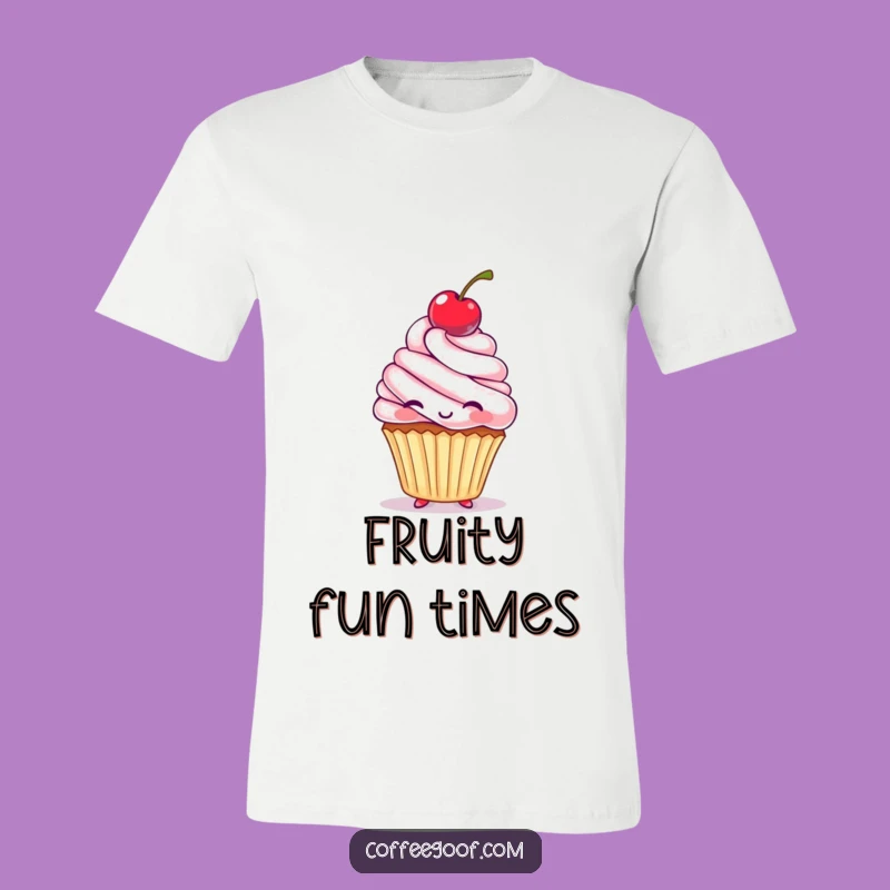 Funny Cupcake Cherry Bounce T-Shirt - Playful Graphic Tee for Fun-Loving People