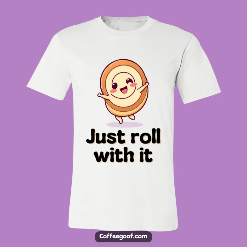 Funny Cinnamon Roll Spin T-Shirt - Playful Pastry Graphic Tee