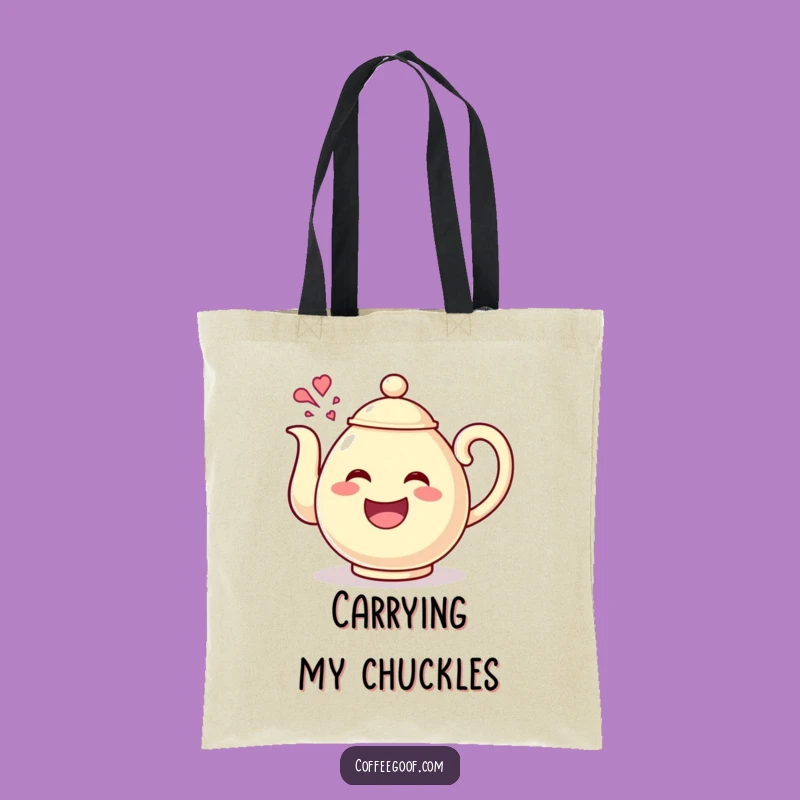 Funny Teapot Giggles Tote Bag: Happy Character Carry-All for Errands
