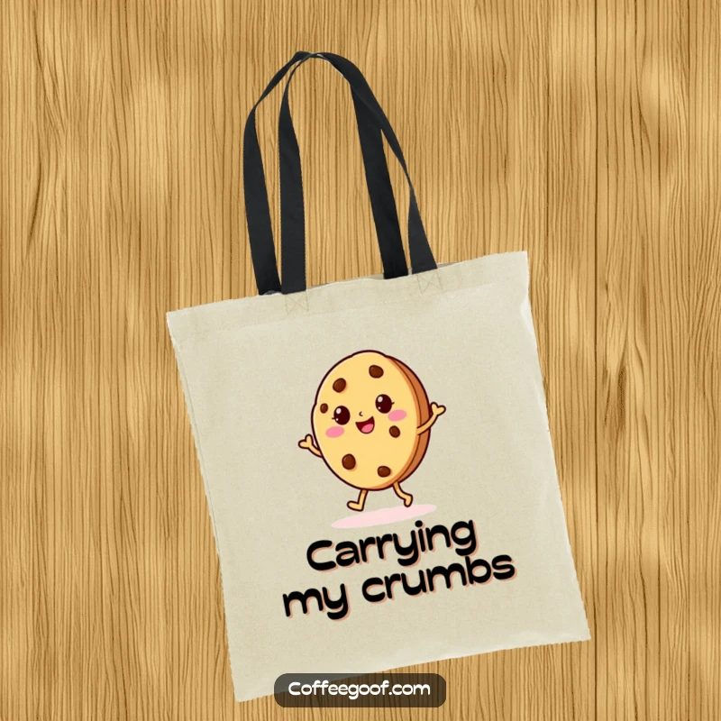 Funny Cookie Jig Tote Bag featuring a cheerful baked cookie character doing a jig, ideal for carrying essentials with a touch of playful sweetness.