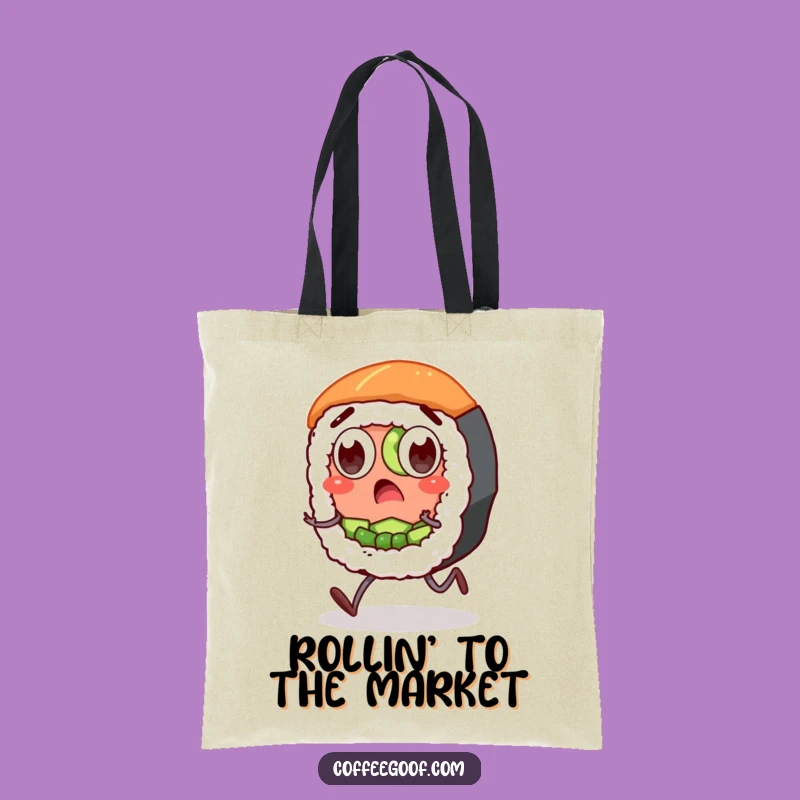 Funny Sushi Tote Bag: Surprised Roll Character, Your Humorous Carry-All